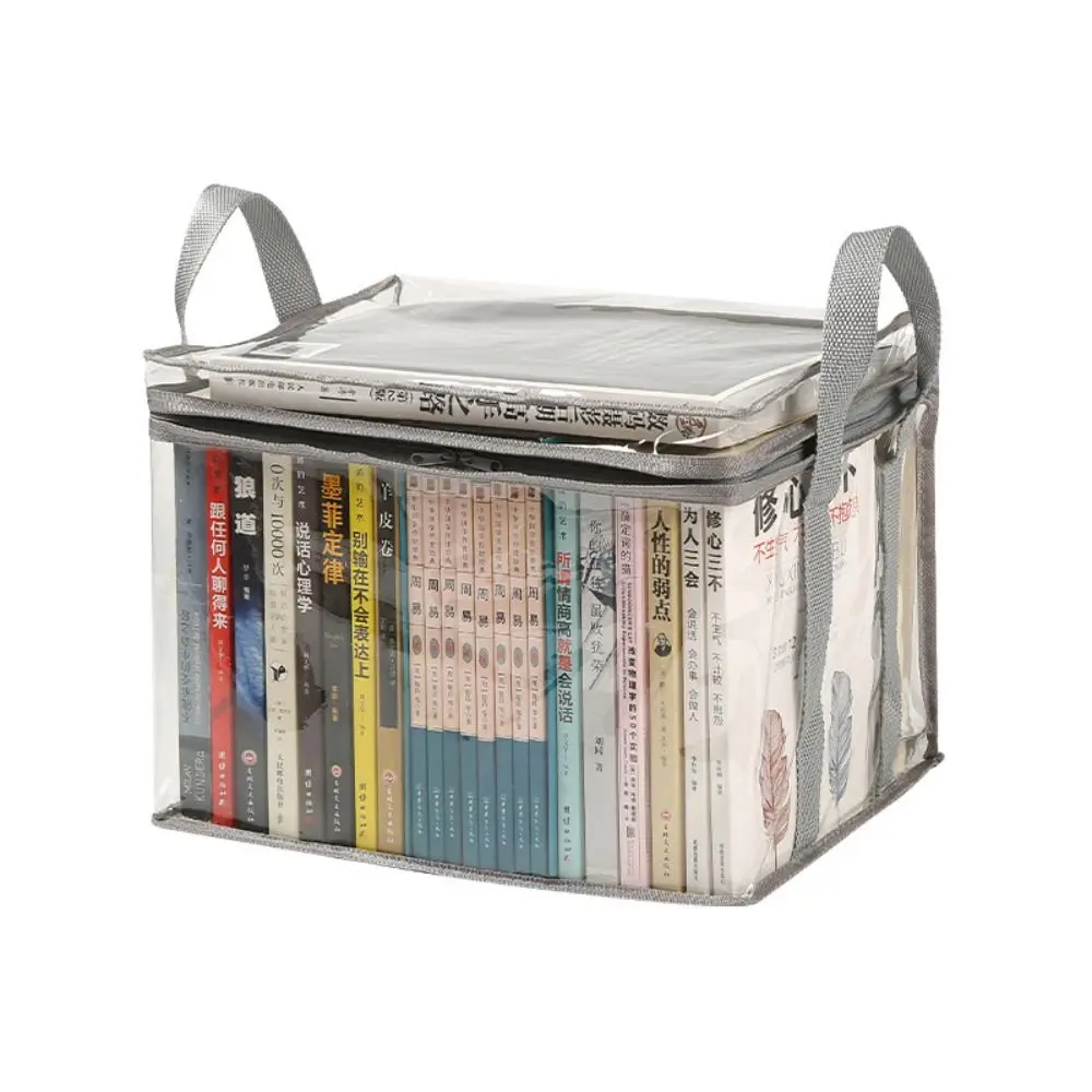 Oversize Book Storage Bag Handle Organizer Collection Storage Container Transparent Waterproof Collapsible Handbag Stationery