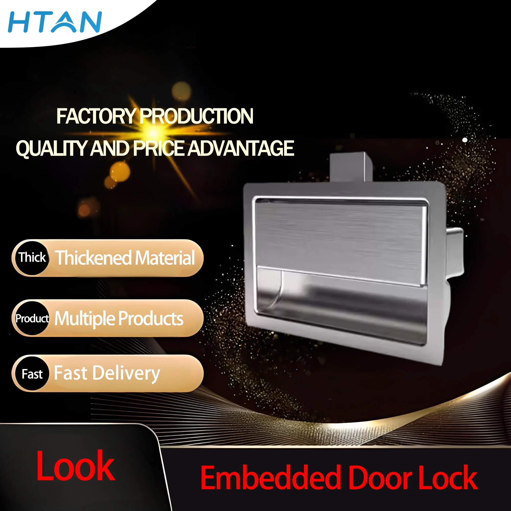 Stainless Steel Square Panel Lock for Industrial Electrical Cabinet Door Toolbox - Embedded Flat Micro Design