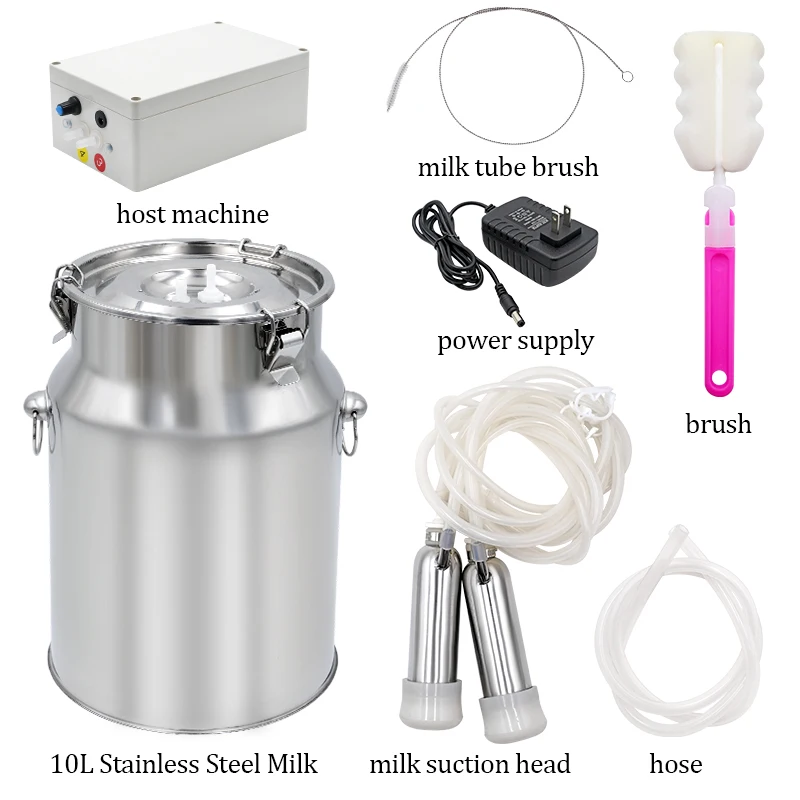 Portable 10L Operated Battery Rechargeable Single Cattle Cow Milking Machine With Pulsating Speed Adjustable  For Poultry Animal