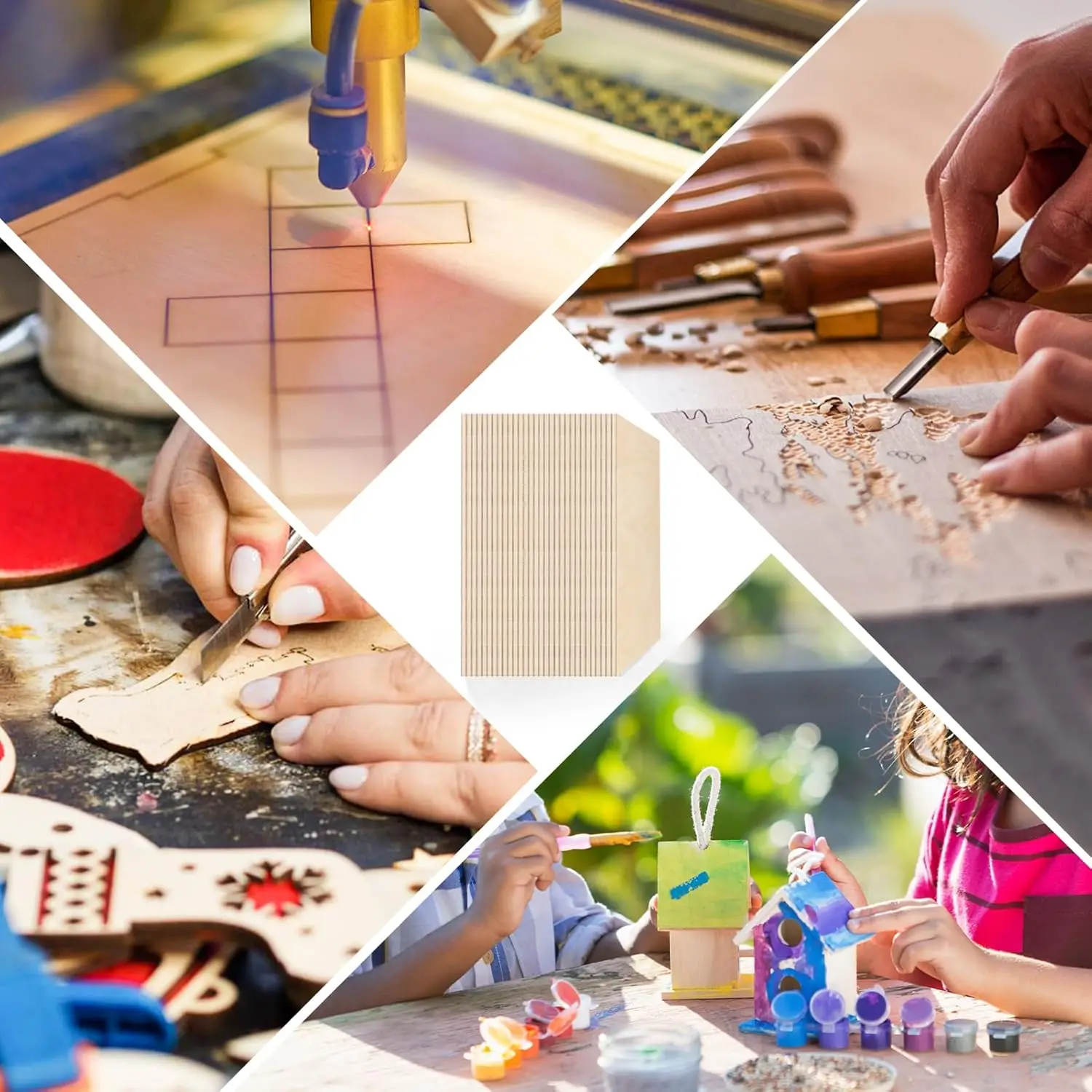 Folhas de basswood de 1/8 polegadas, 12x12 polegadas, 36 peças de placas de madeira inacabadas para artesanato diy, corte a laser, pintura