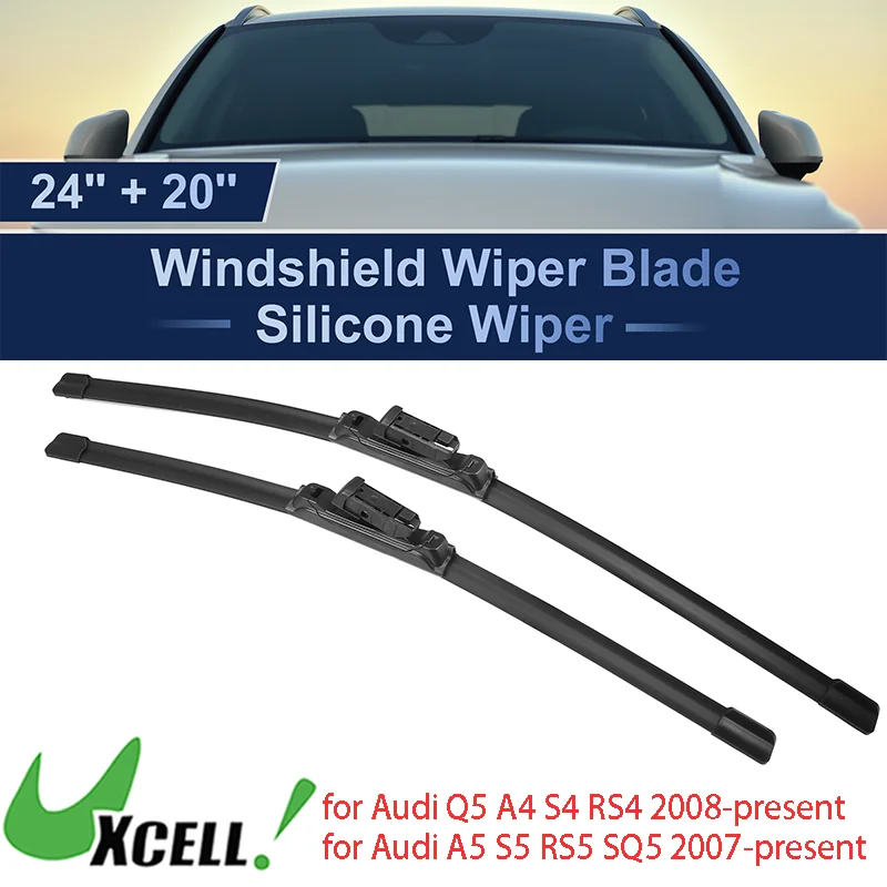 UXCELL 2pcs Auto Front Silicone Windshield Wiper Blades for Audi Q5 A4 S4 RS4 2008-present for Audi A5 S5 RS5 2007-present