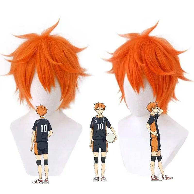 Anime Haikyuu!Hinata Shoyo Cosplay Wig  Short Orange Heat Resistant Hair