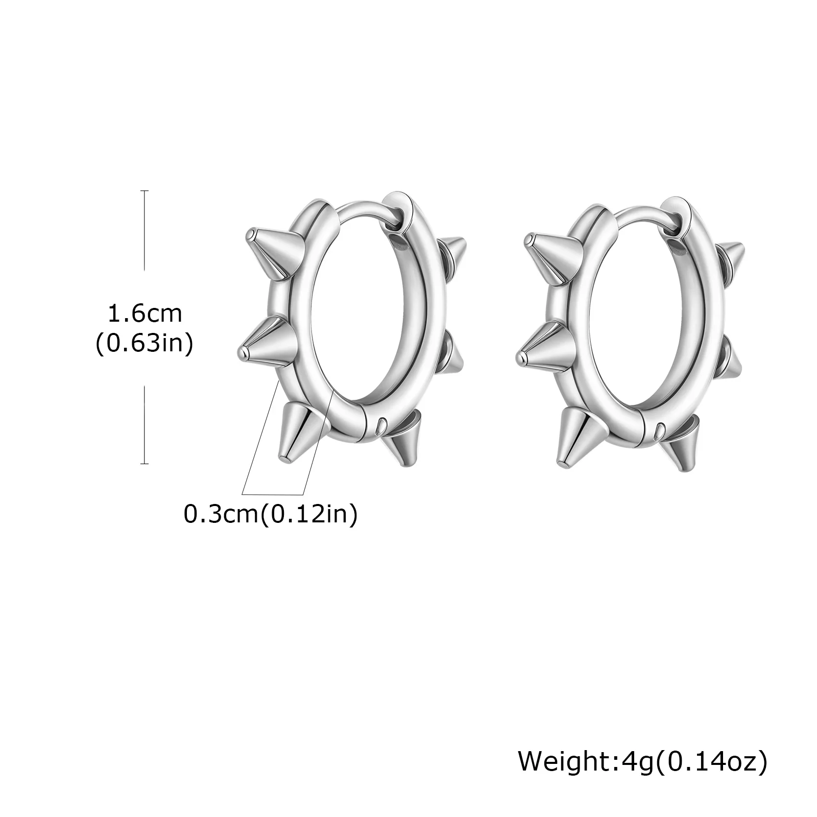 Creative Gothic Punk Rivet Heart Hoop Earrings for Parties