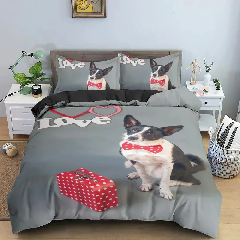 

Top Cartoon Bulldog Dog Bedding Set Roses Duvet Cover Bedroom Comforter Cover Single Twin King Size Quilt Cover For Home Textile