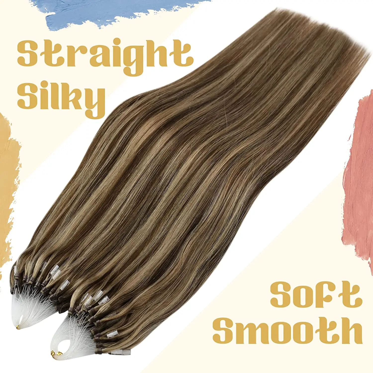 VeSunny Remy Micro Loop Human Hair Extensions Micro Beads Hair Silky Soft Micro Ring Hair Extensions 1g/strand 50g