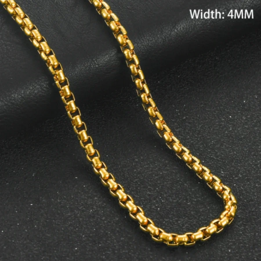 Hot popular 45-60cm 18K Gold Filled 4mm Round Chain Necklace for Women Man Wedding Party fine Jewelry 18-24Inch Christmas Gifts