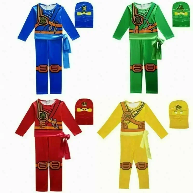 Nouveaux enfants garçons Ninjago Anime Costume combinaison Cosplay Performance déguisement tenues collants pour enfants comprend couvre-chef Cosplay
