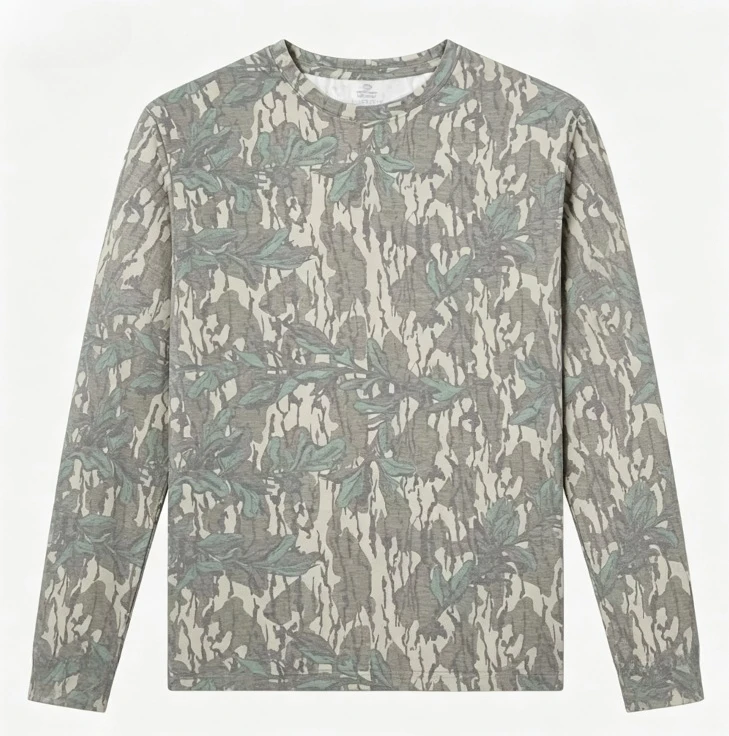 Camo Long Sleeve T‑Shirt Tree Leaf Camouflage Print Crew Neck Straight  Tee Casual Outdoor Hunting Streetwear Unisex Tops ﻿ - view 3