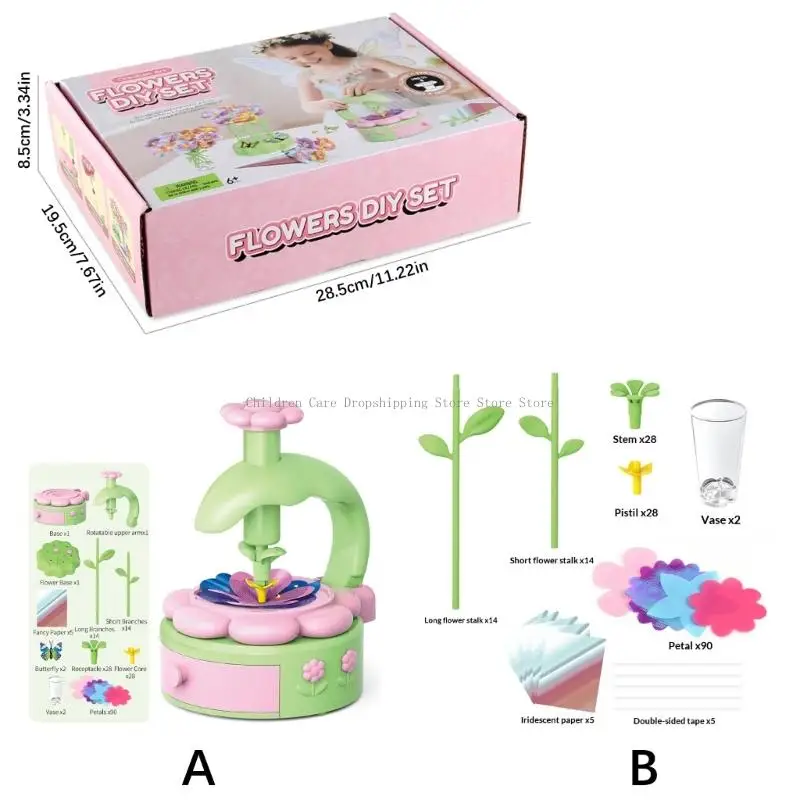 لعبة آلة الضغط على باقة الزهور، مجموعة إبداعية للأطفال، صانع الباقة التعليمية، لعبة الأنشطة اليدوية #6