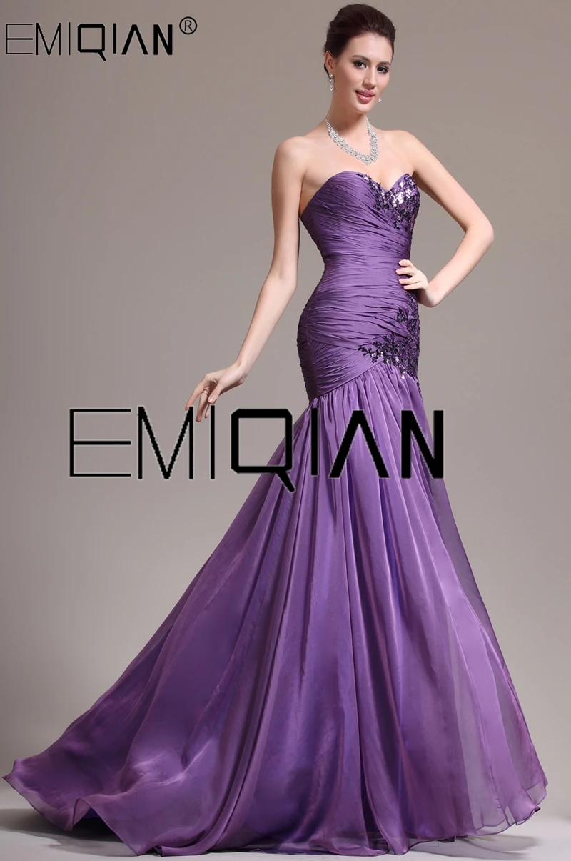 Sexy Backless Appliques Purple Mermaid Long Prom Dresses,Real Photos Evening Party Dress Vestido de Festa Longo