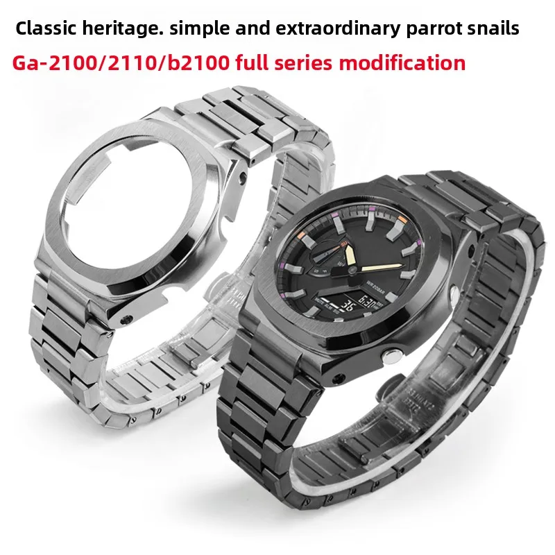 Para casio G-SHOCK ga2100 GA-2110 ga b2100 relógio mod kit modificado caixa de aço inoxidável cinta masculino pulseira de metal pulseira de pulso
