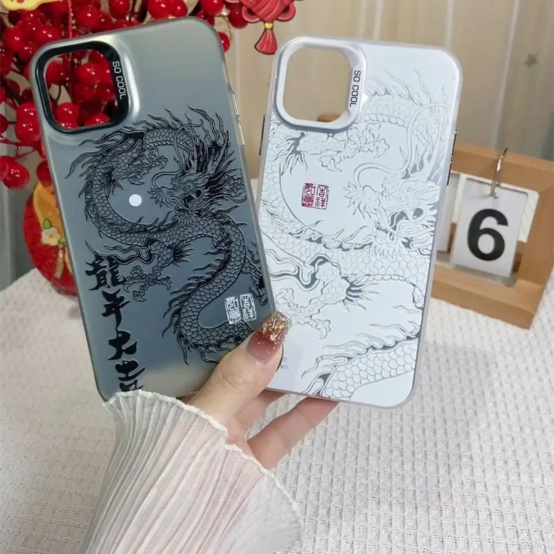 Luxury Laser Happy New Year Chinse Dragon Phone Case for OPPO Reno 10 Pro Plus 8T 8Z 7Z 6 7 Pro 3D Totem Anti-drop Cover