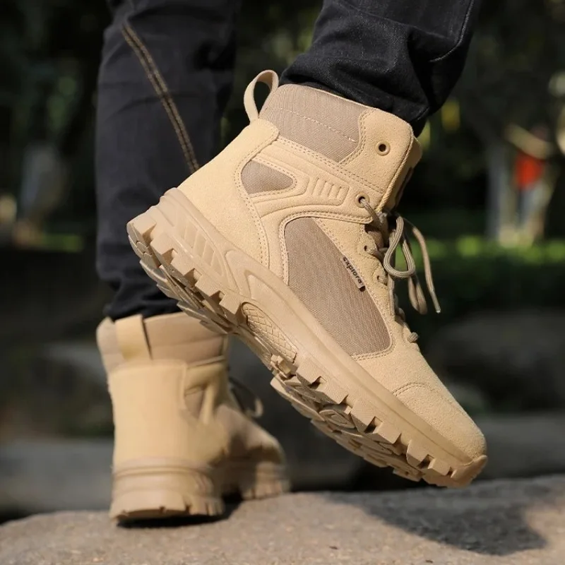 Stivali da arrampicata su roccia alti traspiranti in rete patchwork tinta unita antiscivolo resistenti all'usura neutri