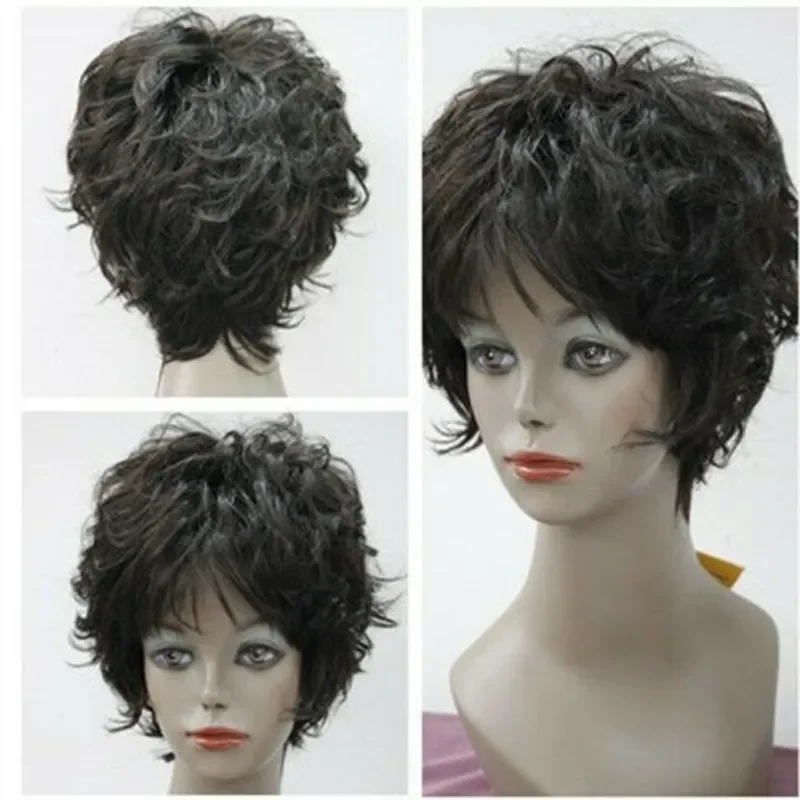 Fashion Short Dark Brown Curly Women Ladies Daily Cosplay Hair Wigs