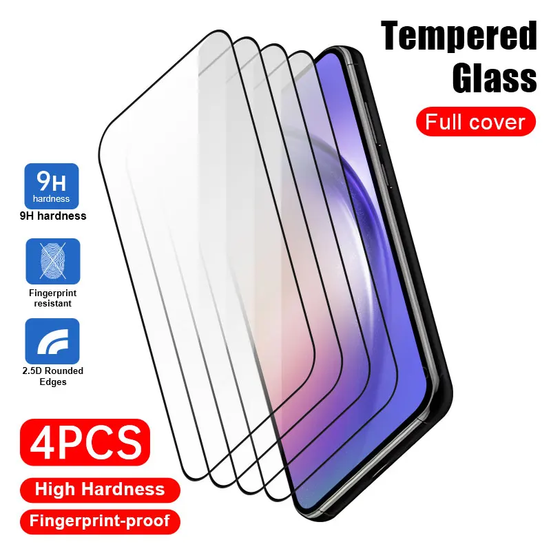 4pcs Glass smartphone film For Samsung  A02 A12 A72 A33 A22 5G A42 A04 A24 4G A34 A54 5G A52 tempered glass full cover