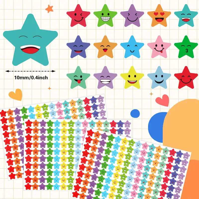 1500pcs Star Stickers Happy Stars Student Reward Chart Behavior Labels Diy Crafts Scrapbook School Office Supplies