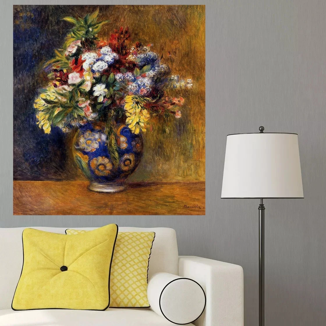 Flowers in a Vase by Pierre-Auguste Renoir Painting Art on Canvas Still Life Oil Paintings Copy for Bathroom Wall Decorative