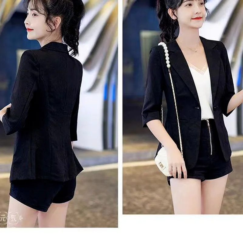 Hot Sale Cotton and Linen Suit Jacket Spring Summer Autumn Loose Casual Fashion Suit Women's Clothing Thin Shirt Blazers Blouse