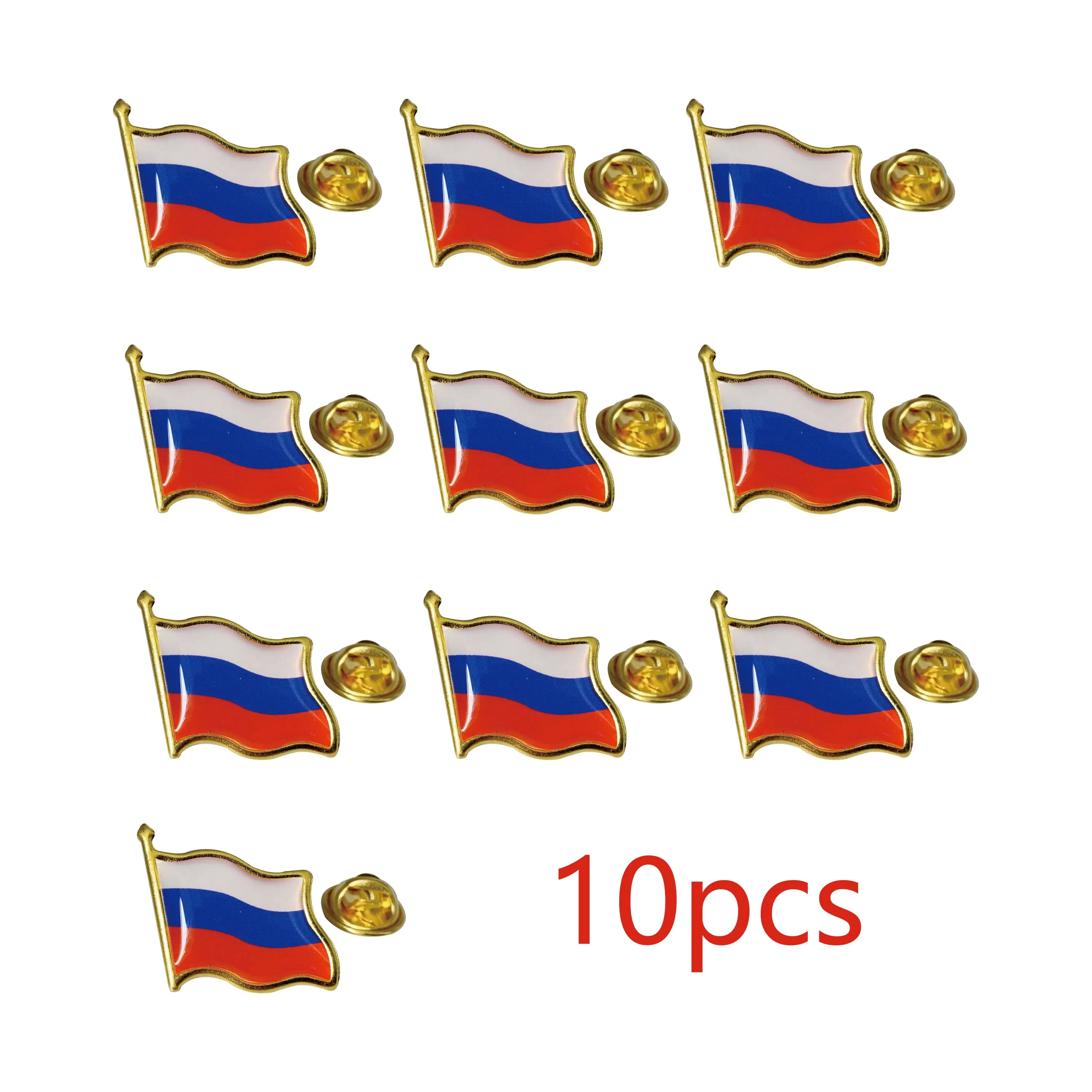 5/10/50/100pcs Russia Flag Pins Russia Waving Badge Pin Patriotic Enamel Suit Jacket Brooches