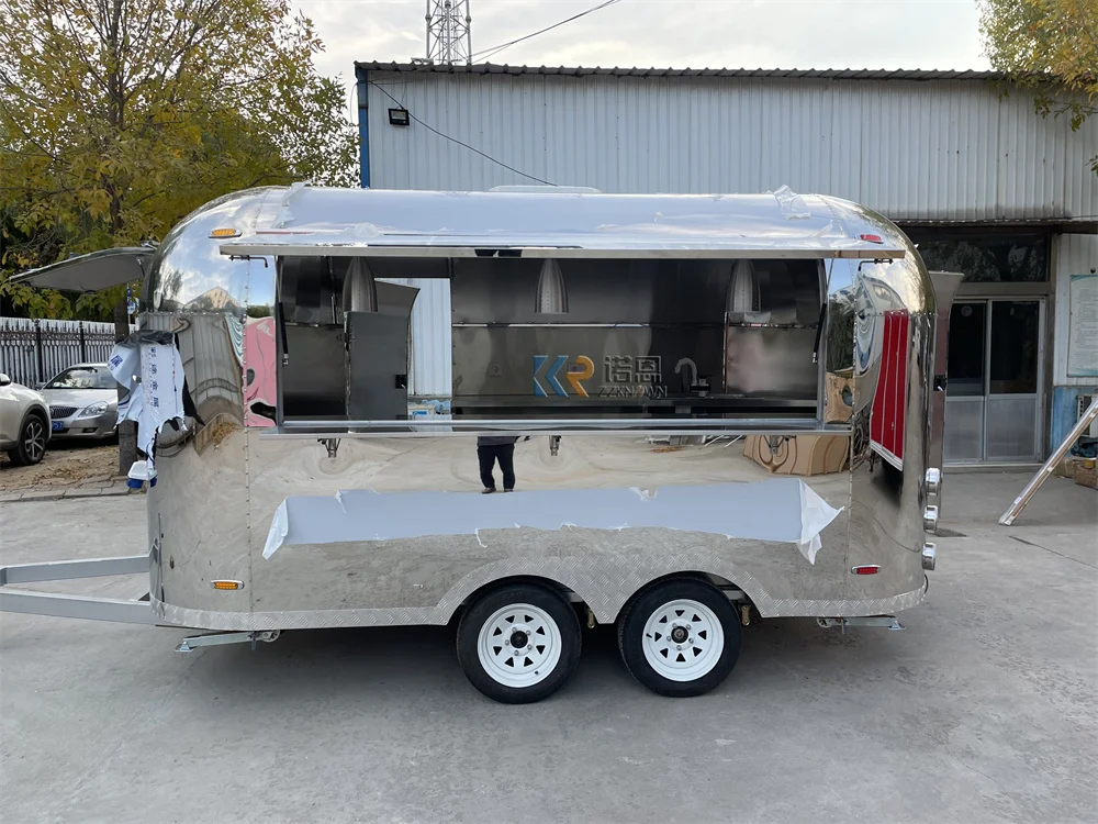 Airstream Food Trailer Customize Coffee Snack Carts Mobile Kitchen Fully Equipment Concession Fast Food Truck Van