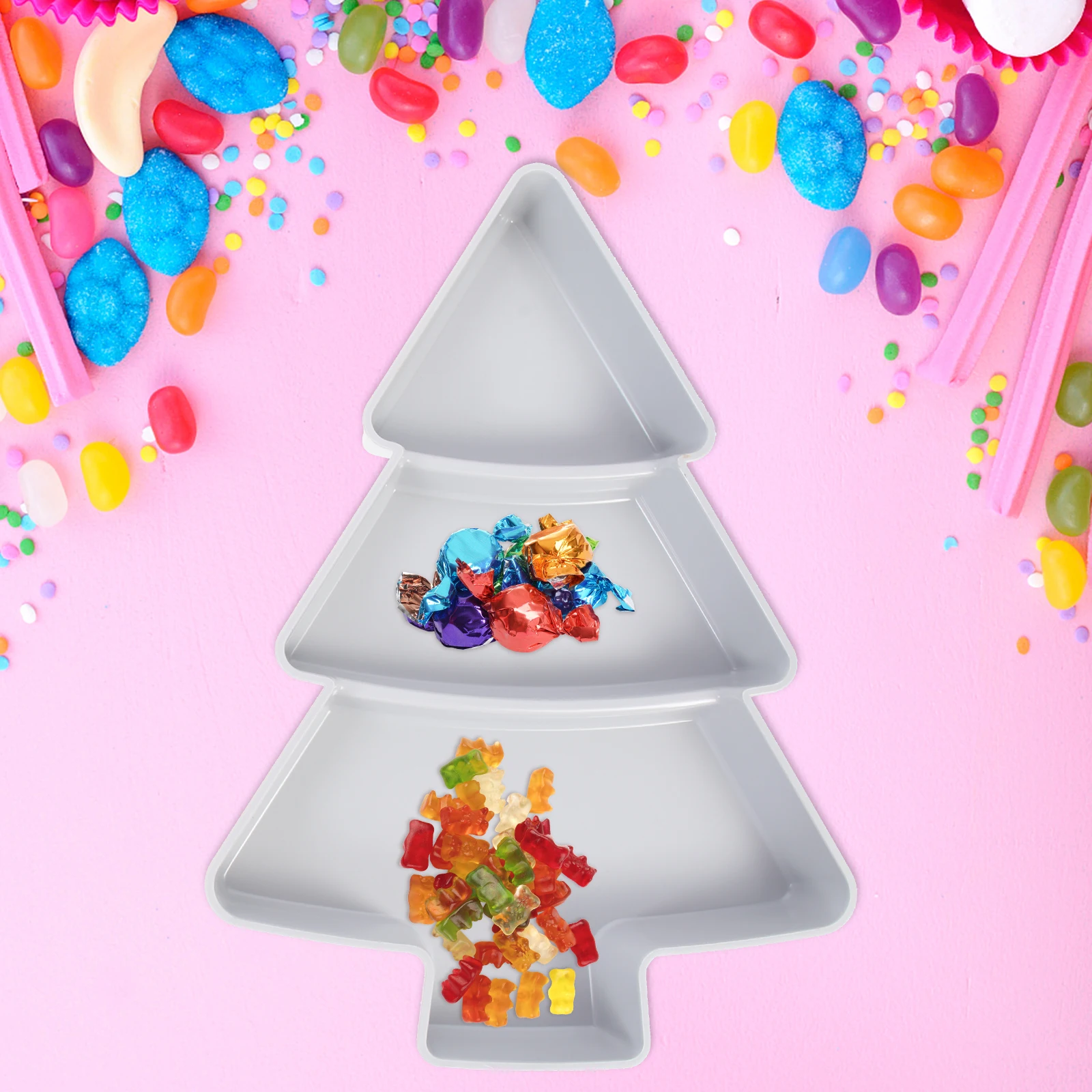 

2pcs Christmas Tree Snack Plate Decorative Trays Storage Dry Fruit Pastry Food Divided Serving Multi purpose Fruit Tray