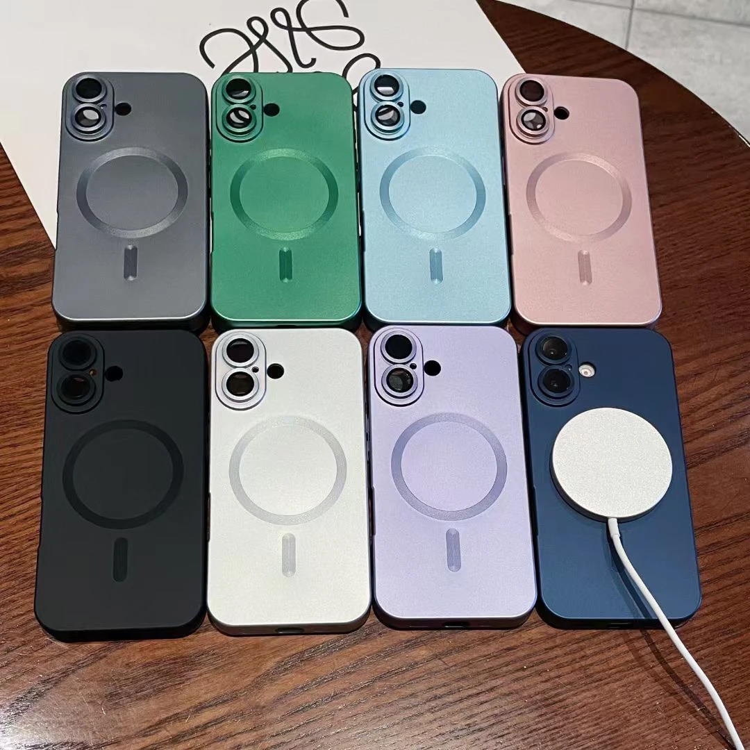 For Magsafe Magnetic Matte Phone Cases For iPhone 16 15 13 12 14 11 Pro Max Plus Wireless Charge Lens Protector Shockproof Cover - náhled 3