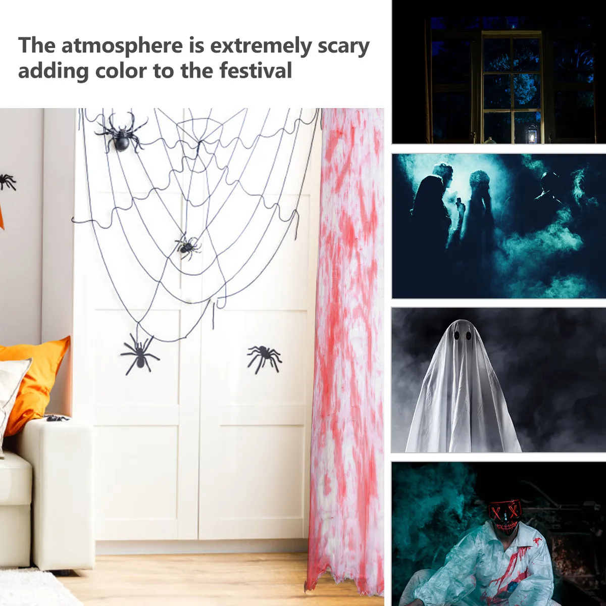 1Pcs Bloodstained Gauze Tablecloth Halloween Decorative Layout Prop Scary Zombie Costume Accessory Haunted Party Supplies