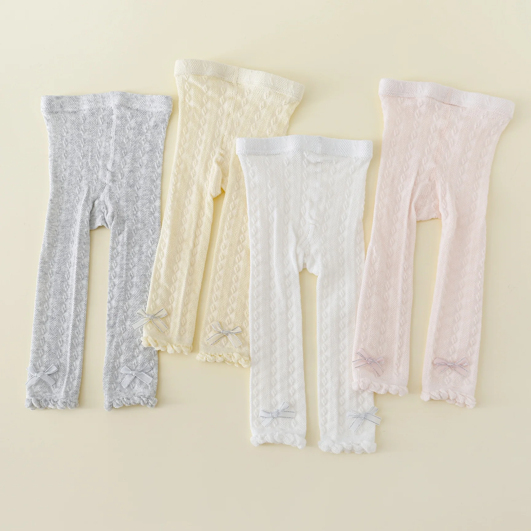 Summer Newborn Baby Tights For Girls Cotton Infant Mesh Thin Girl Legging Soft Nine Pantyhose Solid Casual Princess Bow Tight