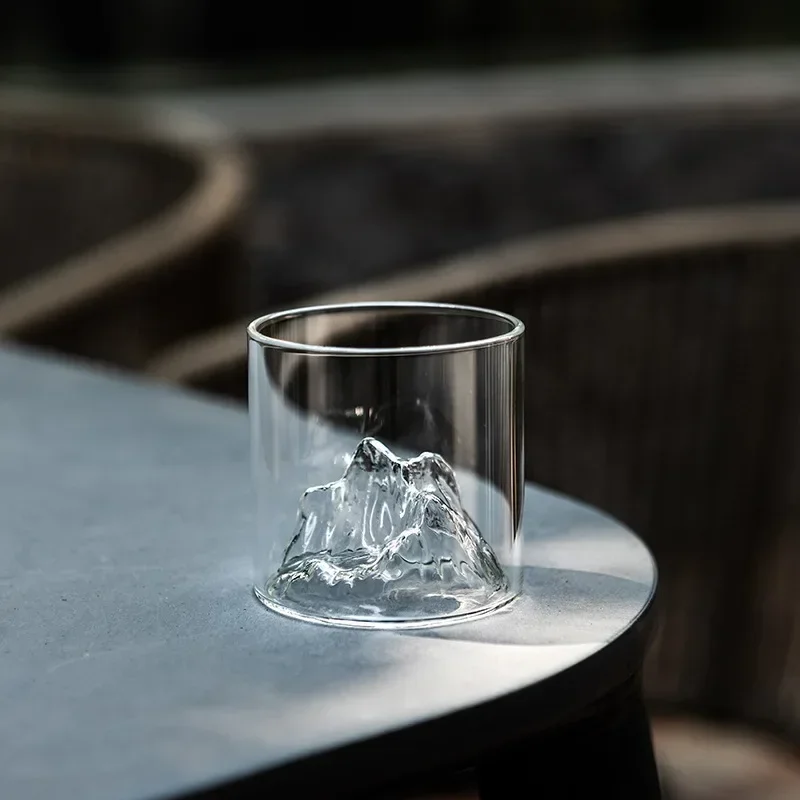 Pequeña taza de café de vidrio transparente, vaso de Whisky de montaña, resistente al calor, té, leche, jugo, vasos para beber