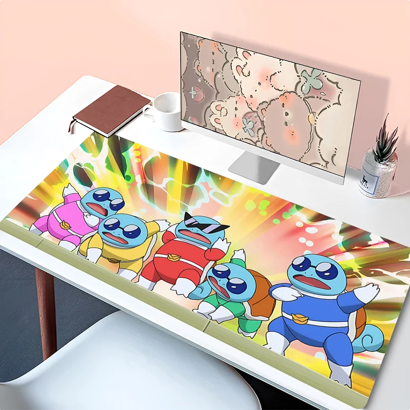 Japonya Anime fare altlığı dizüstü Kawaii mavi oyun klavye halı XXL p-pokemon Mousepad PC Squirtle oyun kabine genişletilmiş sümen