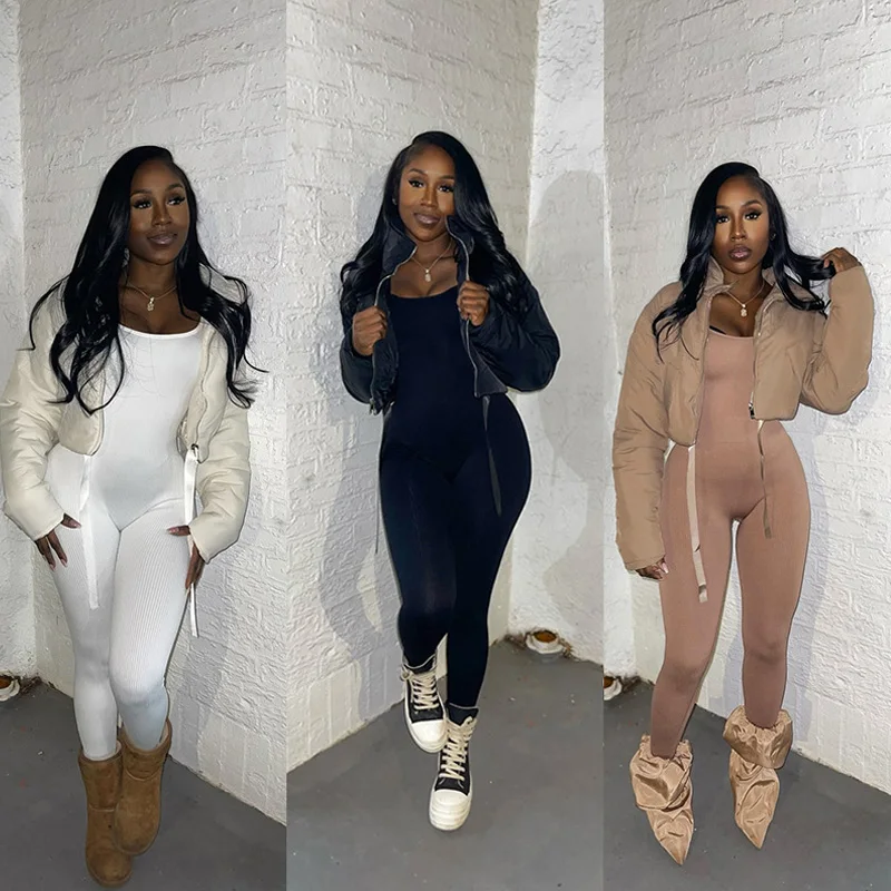 EOENKKY Chaqueta corta acolchada de algodón para invierno, abrigos 2025, ropa de calle Y2K para mujer, ropa de otoño, chaquetas cortas sexis elegantes con burbujas