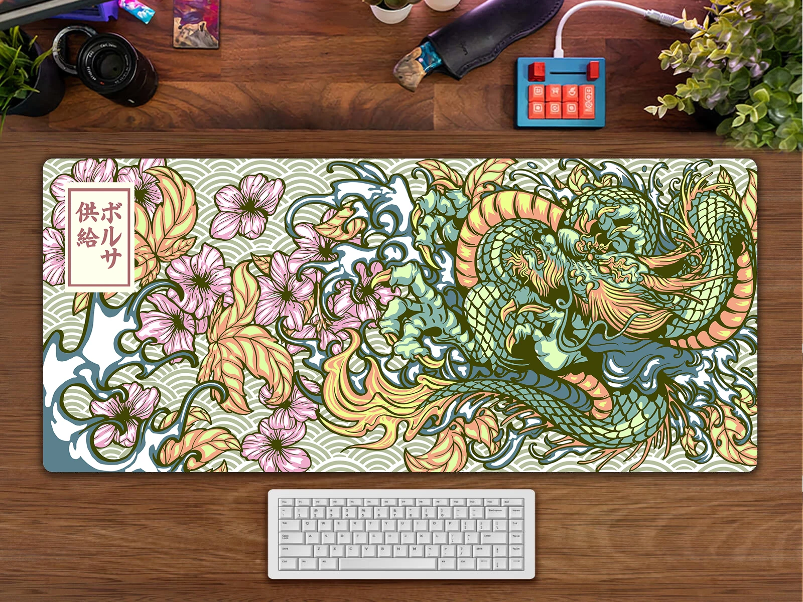 

Simple Japanese Dragons Pattern Mouse Pad, Flower Motif Desk Mat, Gamer Mouse Pad, Suitable for Office Work E-sports Supplies