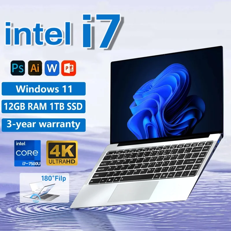 

Windows 11 Office Laptop intel core i7-7500U/intel Atom x7 A3950 12GB RAM 1TB/2TB SSD 4K HD NoteBook Study Laptops