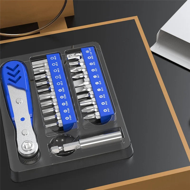 Top Deals 22In1 Professional Ratcheting Screwdriver Set,36-Tooth Mini Ratchet Wrench, Low Profile Ratchet Right Angle Screwdrive