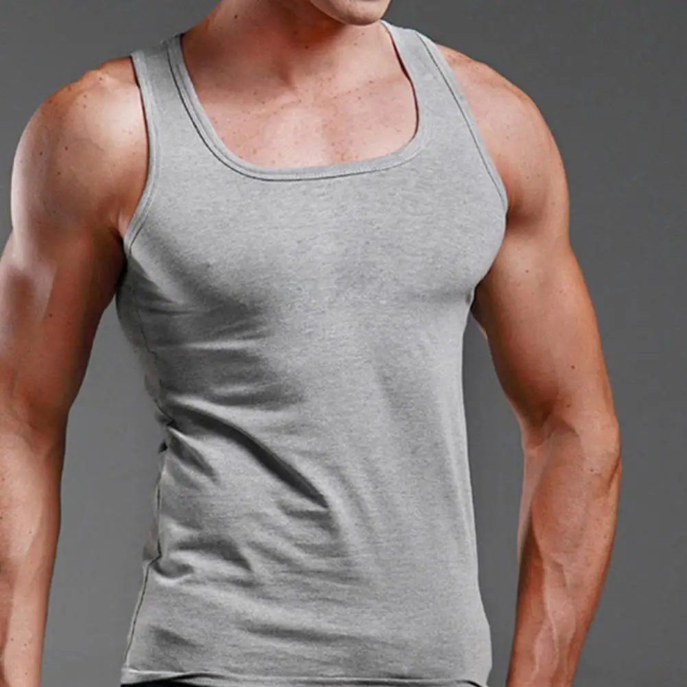 Summer Solid Square Neck Tank Top Cotton Black White Grey Women Men Plus Size Clothing Tank Singlets Sleeveless Fitness Vest