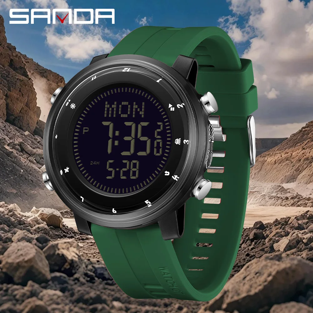 Fashion SANDA New Men's Electronic Watch Multifunctional Timing Waterproof LED Student Electronic Watch 6378