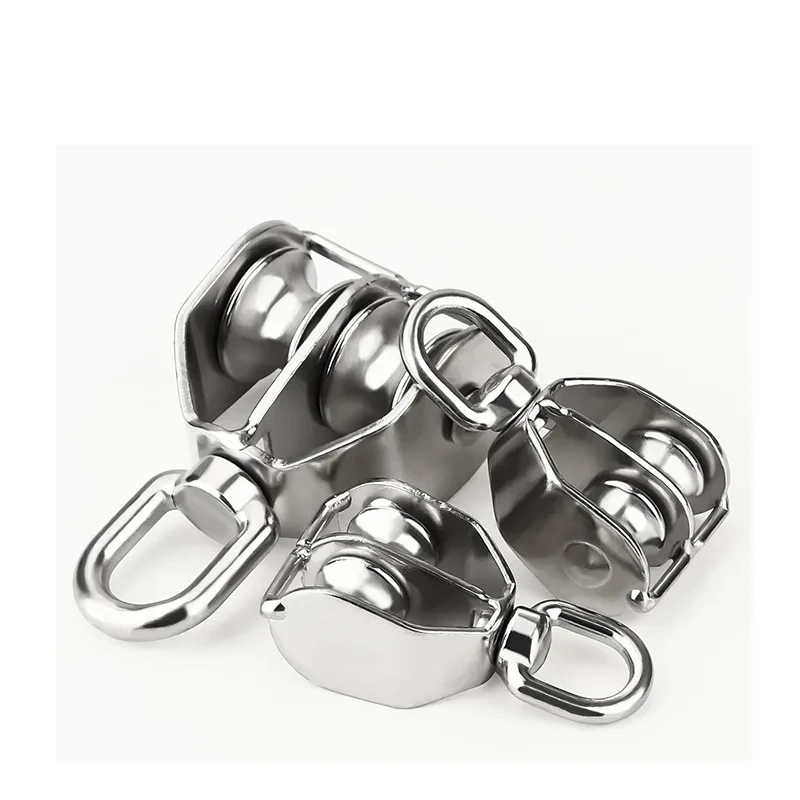 

M15-M100 304 Stainless Steel Swivel Pulley / Single Double Wheel Lifting Rope Pulley Block for Marine Rigging & Heavy Duty Hoist