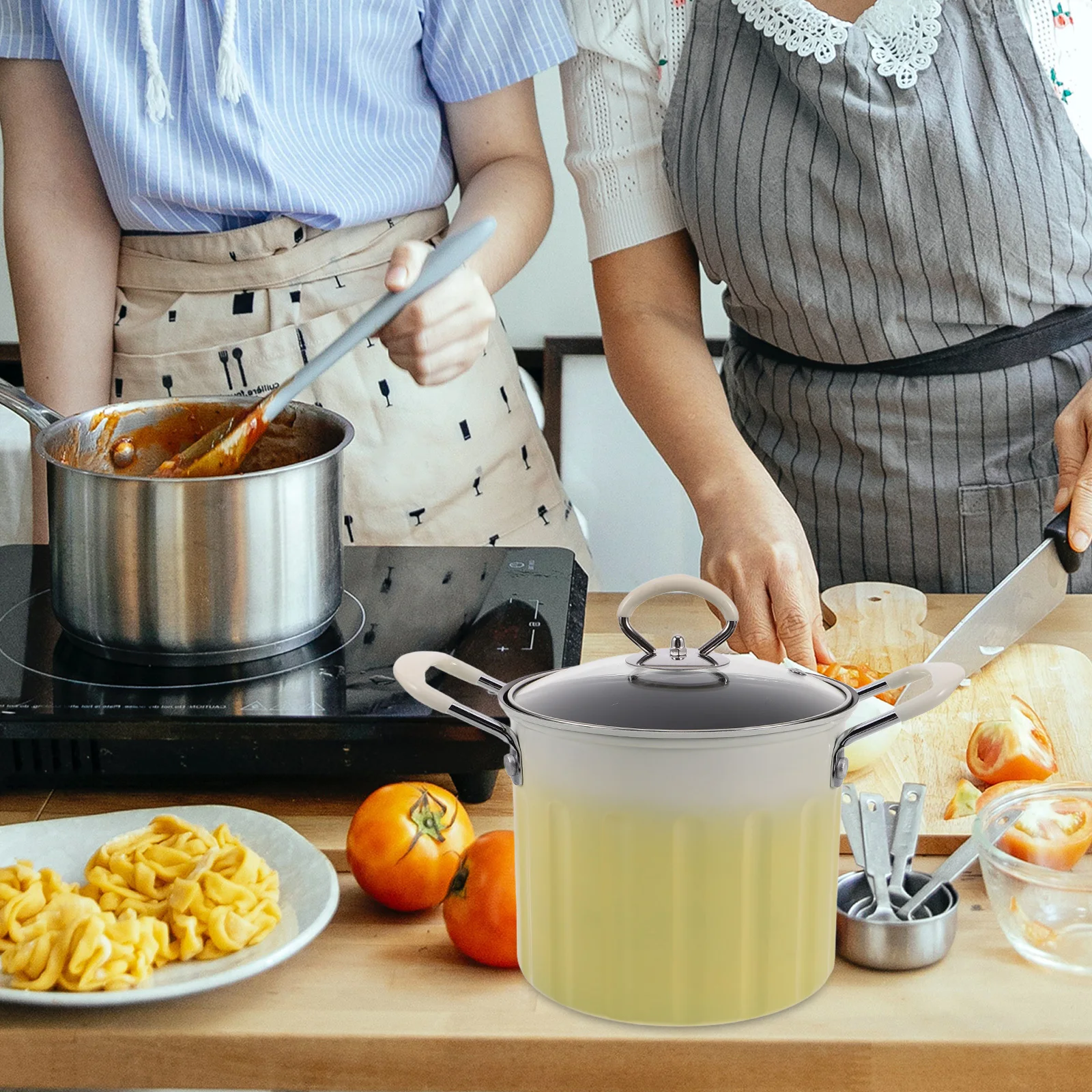 

1Set Japanese Style Tempura Fryer Pot Cast Iron Deep Frying Pot Lid Oil Drainer Rack Multifunctional Kitchen Cookware Induction