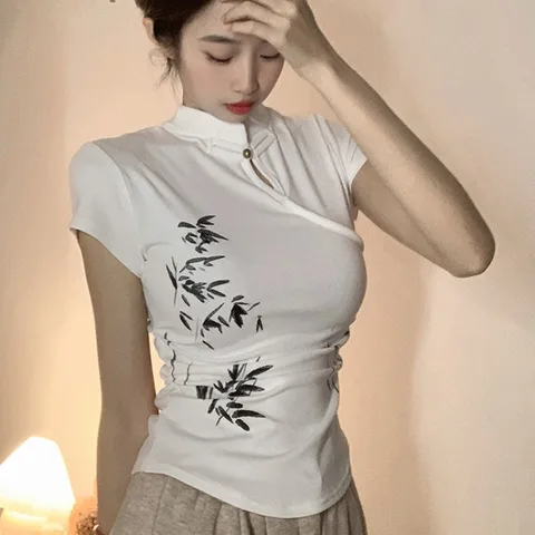 Женские футболки Matakawa черные хлопок Y2k E-Girl