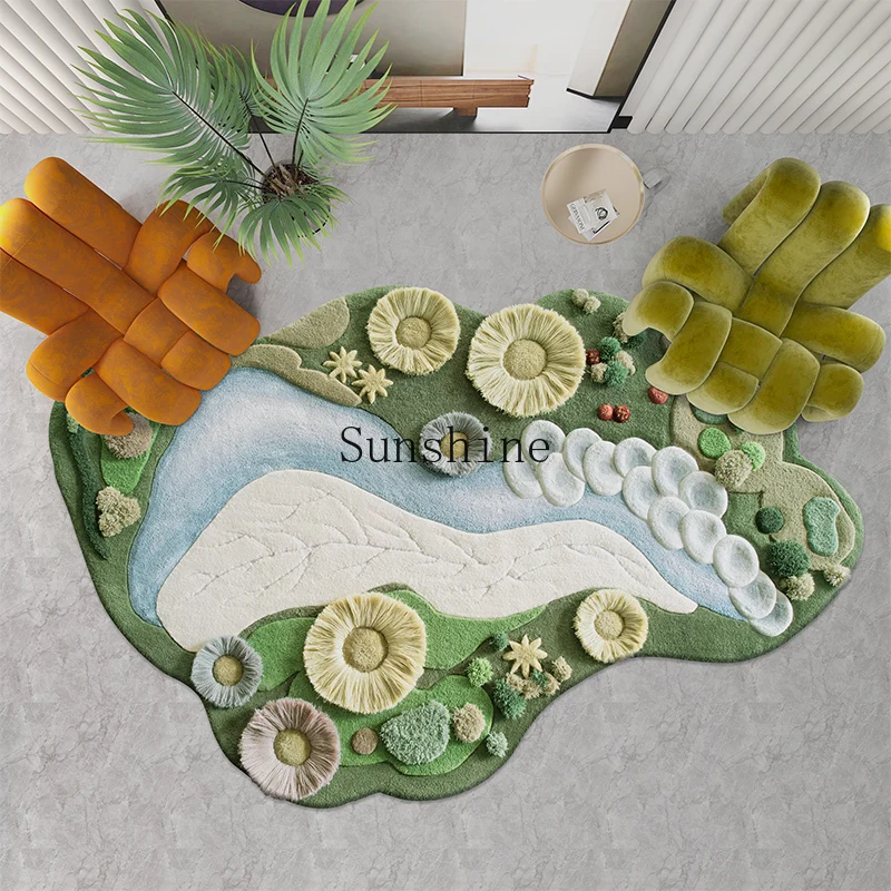 

Mulan Handmade Living Room Bedroom Bedside Blanket Irregular Special-shaped Household Lawn Fixed Oasis Moss Wool Carpet