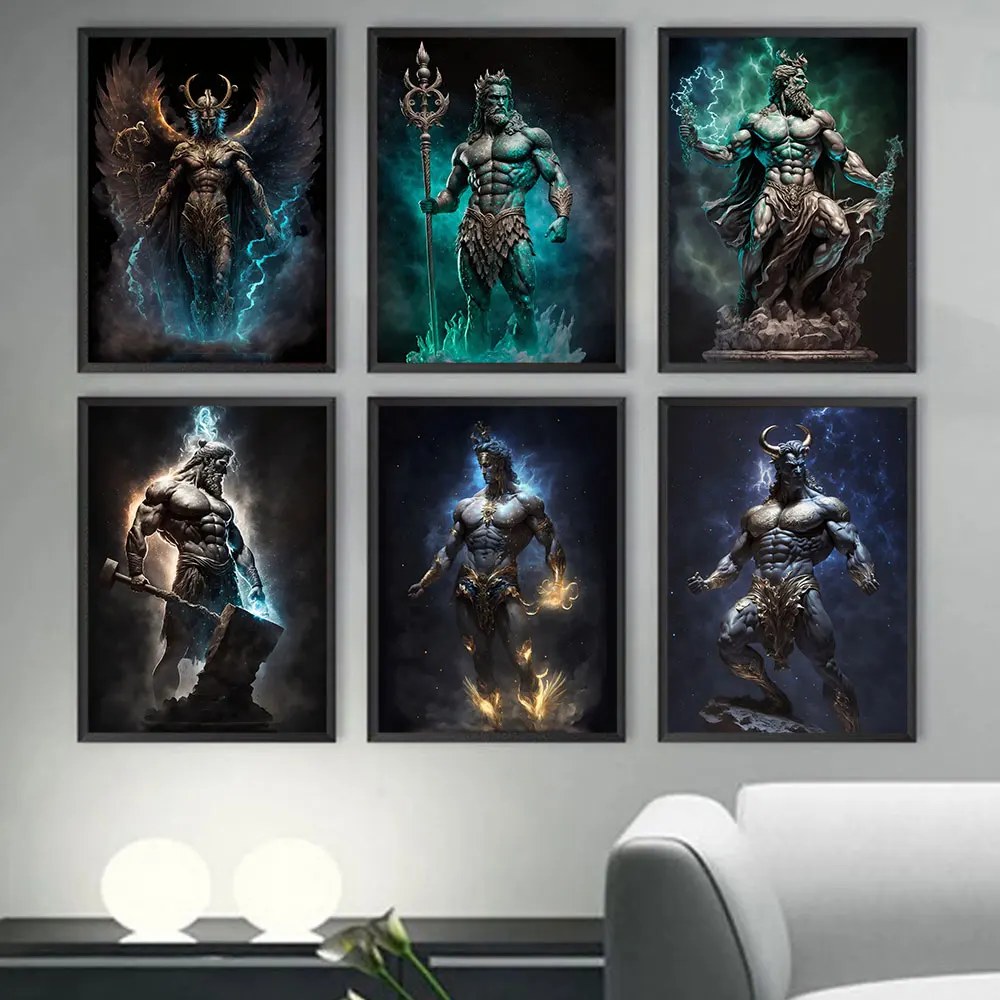 Greek Mythology Warrior Pop Poster and Prints God of Death Canvas Wall Painting Art Picture For Living Room Home Decoration Gift