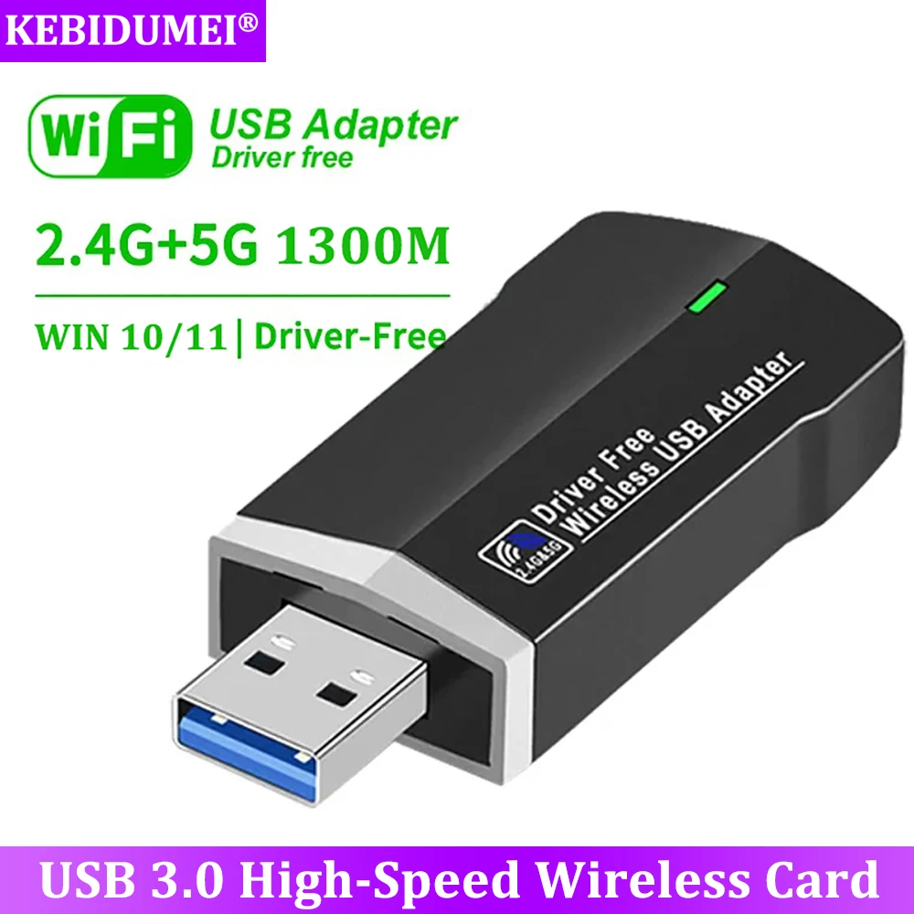 

1300Mbps WiFi USB 3.0 Adapter Dual Band 2.4G 5Ghz Wi-Fi USB Dongle 802.11AC Wireless Receiver For Laptop Win 10/11 Driver Free