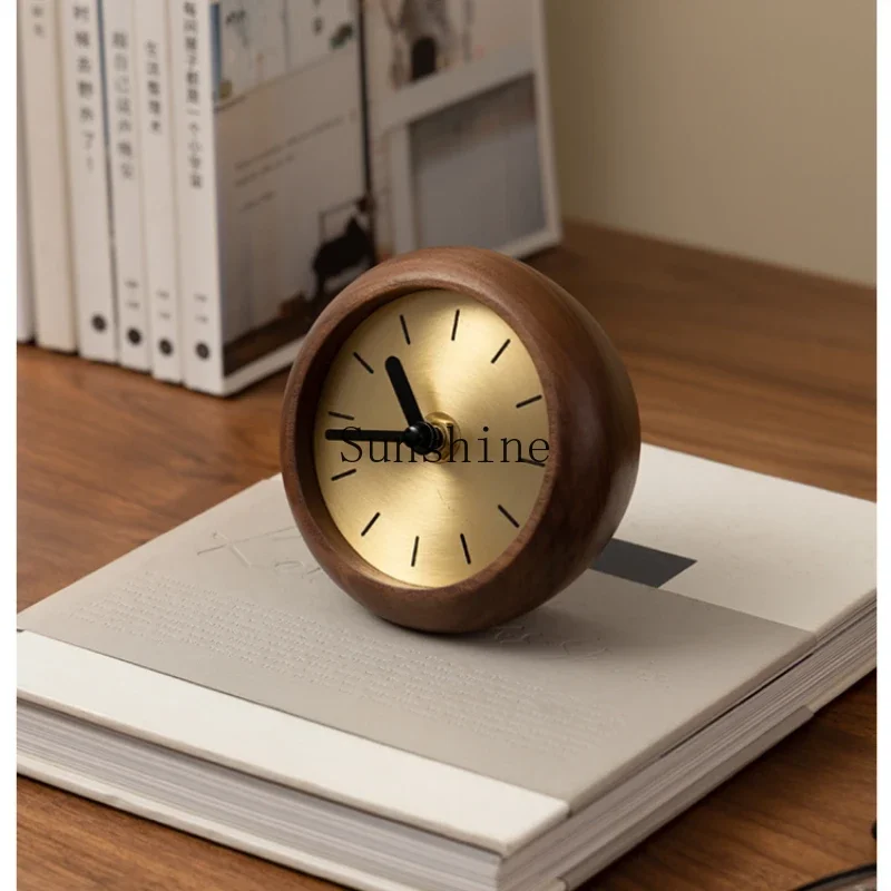 Black walnut desktop small clock ornament high value bedroom bedside desktop clock