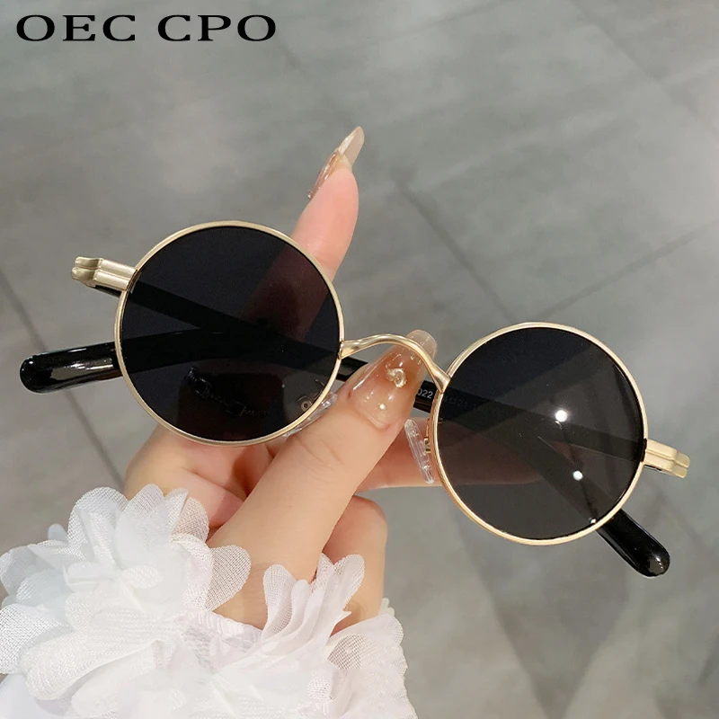 

Punk Round Sunglasses for Men and Women Fashion Brand Designer Metal Sun Glasses Female Trending Shades UV400 Eyewear