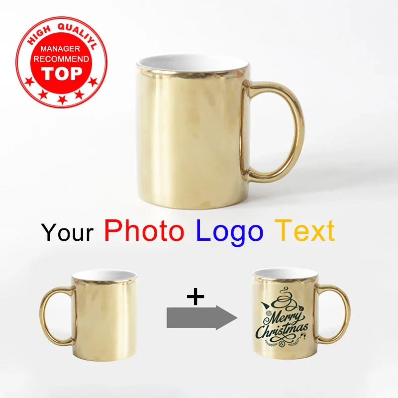 Exquisite Golden DIY Mug personalized cup Unique Gifts Given To Friends Family Print photo text logo Customize coffee cup