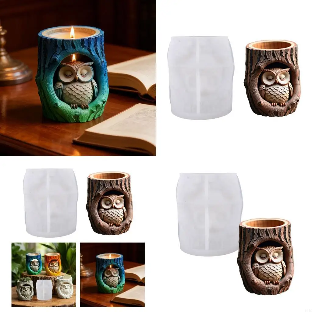 195C Crafted Tree Stump Owl Silicone Mold Suitable for Special Jewelry Holders