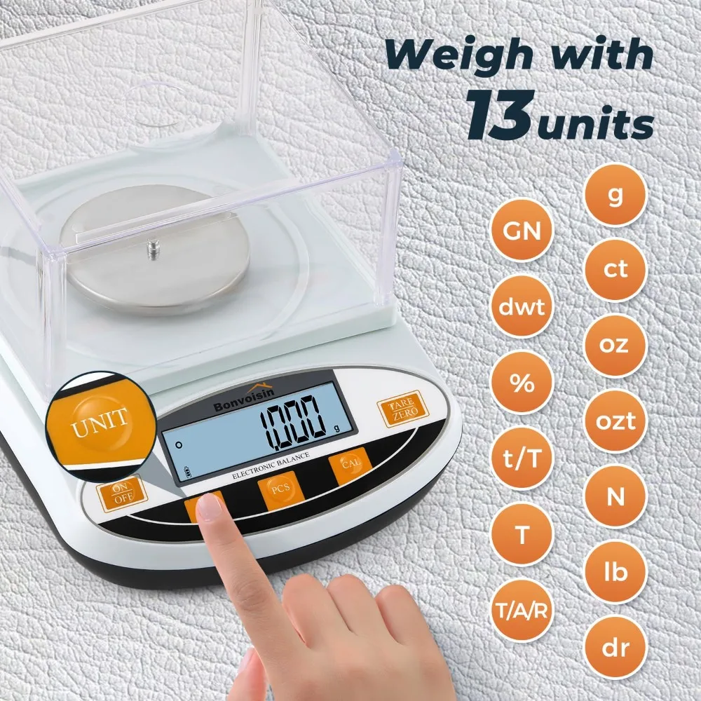 ميزان تحليلي 100 جرام × 0.001 جرام مقياس مختبر عالي الدقة مقياس إلكتروني دقيق للمختبر العلمي 1 مليغرام