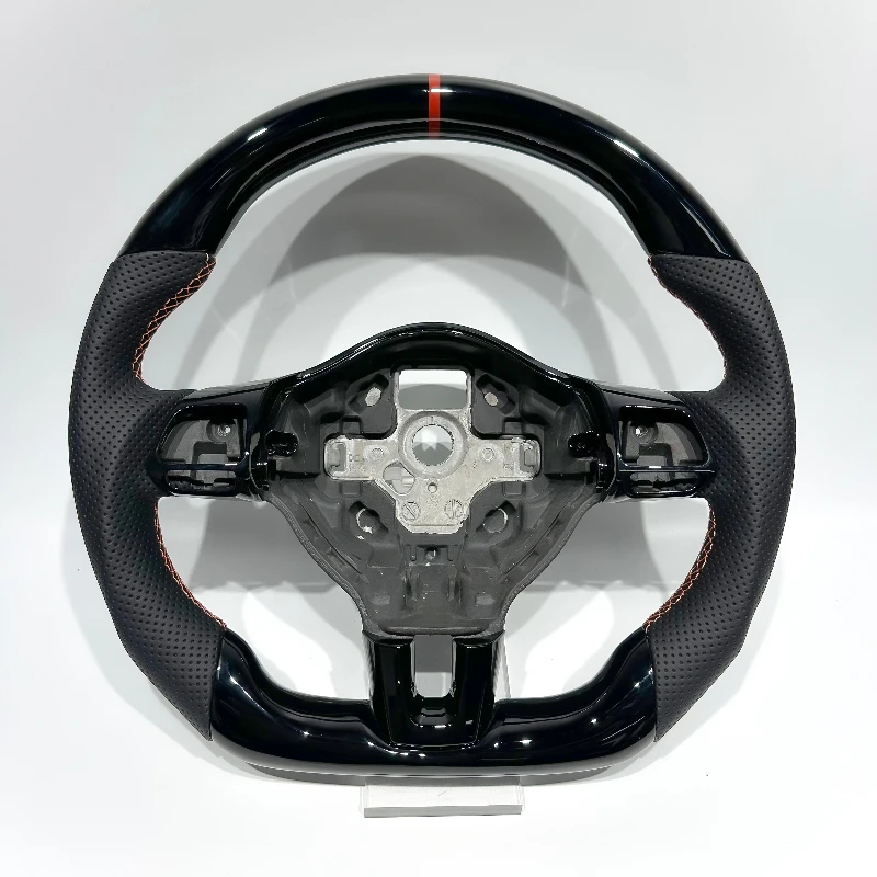 

Fit for VW MK6 R GTI Polo Carbon Fiber Piano Black Steering Wheel Customized for MK6 Golf 5 5.5 Passat B7 Factory Direct Sales