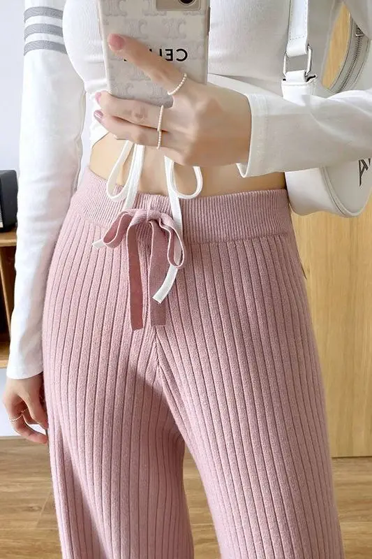 

Утолщенные широкие брюки для женщин, свободные прямые брюки, универсальные брюки длиной до пола, осенние и зимние повседневные брюки XT1658