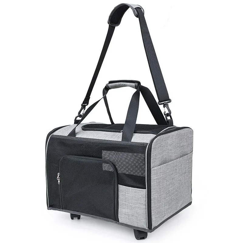 

Pet on wheels shoulder bag, breathable push-pull pet box, portable large-capacity portable